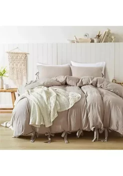 All Abundant Things Home Design Tan Luxury Tie Duvet Cover With Pillow Shams