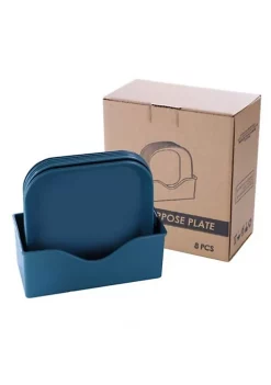 All Abundant Things Home Design Lightweight Wheat Straw Plate Set With Easy Storage Stacker- Square -Hot Sale Haggar Store Belk 1155