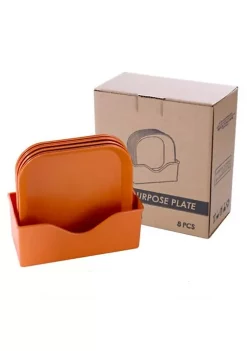 All Abundant Things Home Design Lightweight Wheat Straw Plate Set With Easy Storage Stacker- Square -Hot Sale Haggar Store Belk 1156