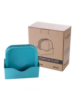 All Abundant Things Home Design Lightweight Wheat Straw Plate Set With Easy Storage Stacker- Square -Hot Sale Haggar Store Belk 1157