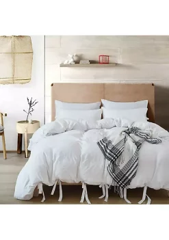 All Abundant Things Home Design Winter White Luxury Tie Duvet Cover With Pillow Shams