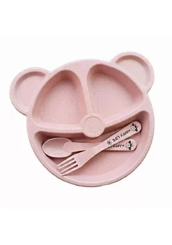 All Abundant Things Home Design Bear Meal Plate With Separate Food Spaces 3pcs Set