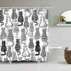 All Abundant Things Home Design Black and White Cat Print Shower Curtain with Hooks -Hot Sale Haggar Store Belk 1251