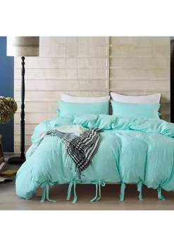 All Abundant Things Home Design Lake Blue Luxury Tie Duvet Cover With Pillow Shams