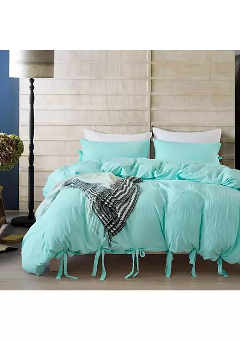 All Abundant Things Home Design Lake Blue Luxury Tie Duvet Cover With Pillow Shams 6 All Abundant Things Home Design Lake Blue Luxury Tie Duvet Cover With Pillow Shams - Image 4