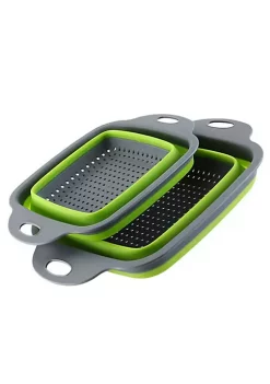 All Abundant Things Home Design Collapsible Plastic Colander Space Saving Design Square 2pcs