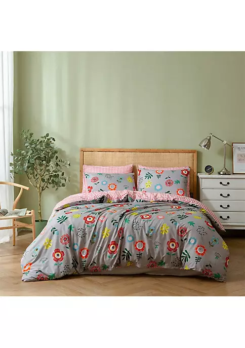 All Abundant Things Home Design Xadrez Cinza Floral Print Duvet Cover Bedding Set 3 All Abundant Things Home Design Xadrez Cinza Floral Print Duvet Cover Bedding Set