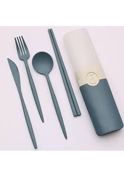 All Abundant Things Home Design Portable Wheat Straw Tableware Utensil Set With Case