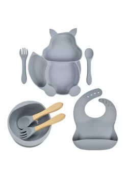 All Abundant Things Home Design Children's Tableware Suction Bowl Utensils Bib Catcher 7pcs Set- Blue -Hot Sale Haggar Store Belk 1390