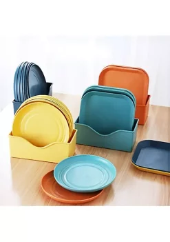 All Abundant Things Home Design Lightweight Wheat Straw Plate Set With Easy Storage Stacker- Round -Hot Sale Haggar Store Belk 1433