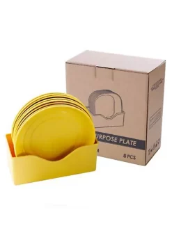 All Abundant Things Home Design Lightweight Wheat Straw Plate Set With Easy Storage Stacker- Round -Hot Sale Haggar Store Belk 1434