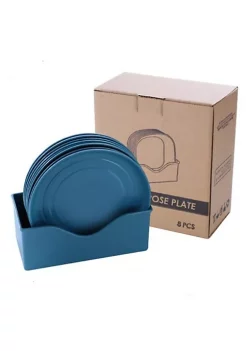 All Abundant Things Home Design Lightweight Wheat Straw Plate Set With Easy Storage Stacker- Round -Hot Sale Haggar Store Belk 1435