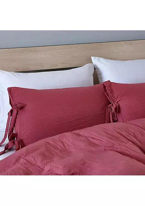 All Abundant Things Home Design Burgundy Luxury Tie Duvet Cover With Pillow Shams 4 All Abundant Things Home Design Burgundy Luxury Tie Duvet Cover With Pillow Shams - Image 2