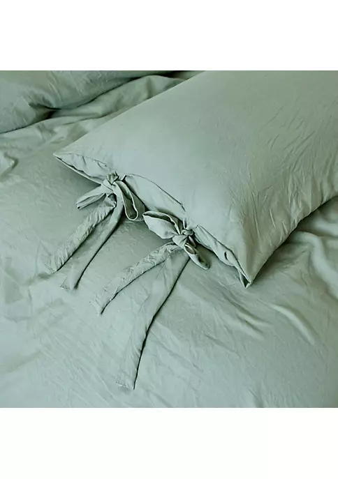 All Abundant Things Home Design Light Green Luxury Tie Duvet Cover With Pillow Shams 5 All Abundant Things Home Design Light Green Luxury Tie Duvet Cover With Pillow Shams - Image 3