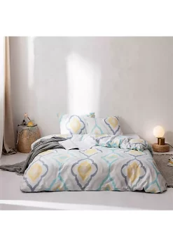 All Abundant Things Home Design Moroccan Fret Print Duvet Cover Bedding Set