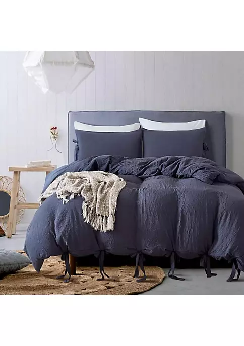 All Abundant Things Home Design Navy Blue Luxury Tie Duvet Cover With Pillow Shams 3 All Abundant Things Home Design Navy Blue Luxury Tie Duvet Cover With Pillow Shams