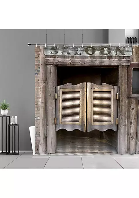 All Abundant Things Home Design Saloon Wood Door Waterproof Shower Curtains 6 All Abundant Things Home Design Saloon Wood Door Waterproof Shower Curtains - Image 5