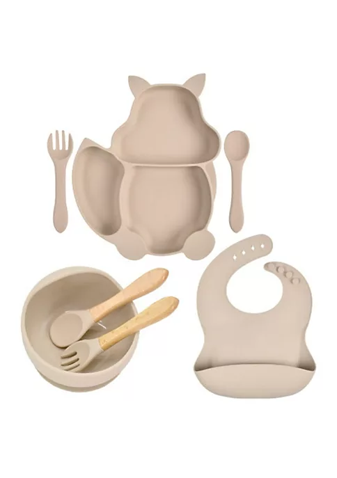 All Abundant Things Home Design Children's Tableware Suction Bowl Utensils Bib Catcher 7pcs Set- Neutral 5 All Abundant Things Home Design Children's Tableware Suction Bowl Utensils Bib Catcher 7pcs Set- Neutral - Image 3