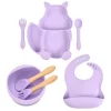 All Abundant Things Home Design Children's Tableware Suction Bowl Utensils Bib Catcher 7pcs Set- Purple -Hot Sale Haggar Store Belk 1552