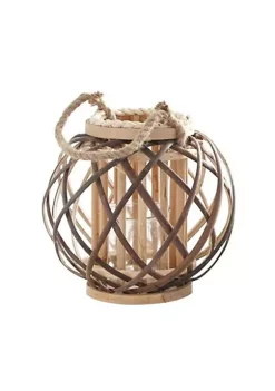 All Abundant Things Home Design Handcrafted Dimond Weave Wooden Wicker Lantern