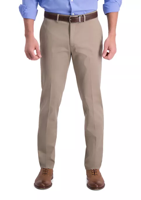 Haggar® Men's Iron Free Premium Khaki Slim Straight Fit Flat Front Hidden Comfort Waistband Casual Pants 10 Haggar® Men's Iron Free Premium Khaki Slim Straight Fit Flat Front Hidden Comfort Waistband Casual Pants - Image 8