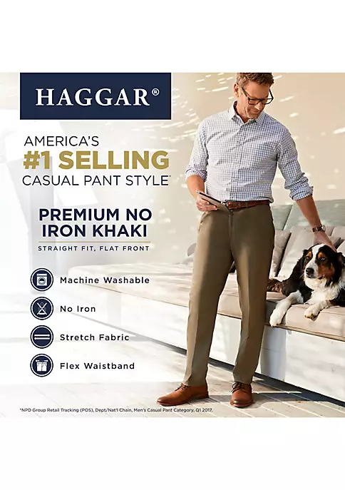 Haggar® Premium Stretch No Iron Khaki Straight Fit Flat Front Pants 6 Haggar® Premium Stretch No Iron Khaki Straight Fit Flat Front Pants - Image 4
