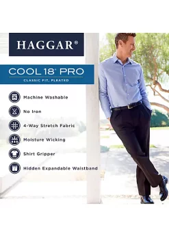 Haggar® Cool 18 Pro Classic Fit Pleat Hidden Expandable Waistband Pants -Hot Sale Haggar Store Belk 217