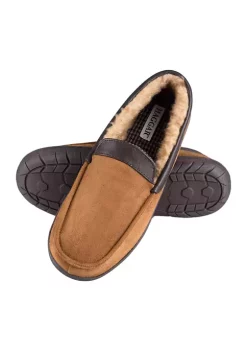 Haggar® Moccasin Slippers with Polyurethane Leather Collar