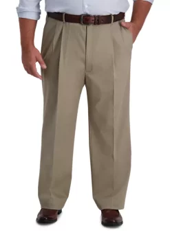 Haggar® Big & Tall Iron Free Premium Khaki Classic-Fit Pleat Front Hidden Comfort Waistband Casual Pants