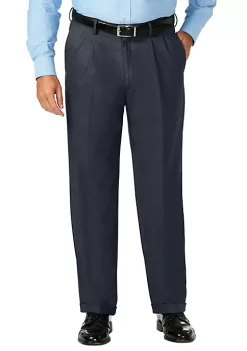 Haggar® Big & Tall J.M. Sharkskin Classic Fit Hidden Comfort Waistband Pleat Dress Pants