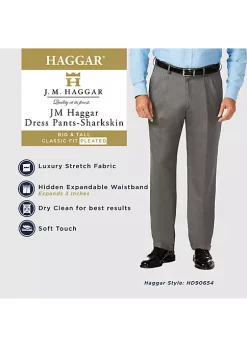 Haggar® Big & Tall J.M. Sharkskin Classic Fit Hidden Comfort Waistband Pleat Dress Pants 13 Haggar® Big & Tall J.M. Sharkskin Classic Fit Hidden Comfort Waistband Pleat Dress Pants -Hot Sale Haggar Store Belk 423
