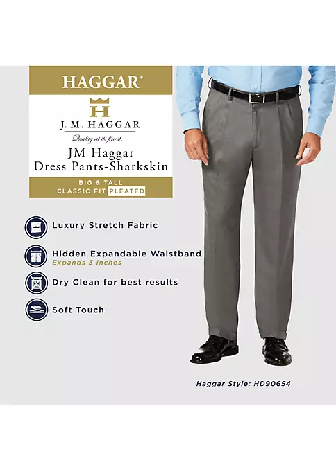 Haggar® Big & Tall J.M. Sharkskin Classic Fit Hidden Comfort Waistband Pleat Dress Pants 7 Haggar® Big & Tall J.M. Sharkskin Classic Fit Hidden Comfort Waistband Pleat Dress Pants - Image 5