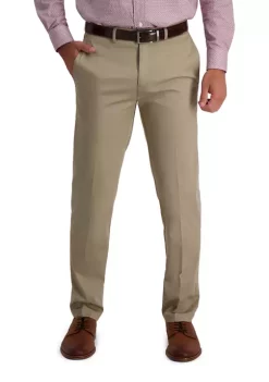 Haggar® Men's Iron Free Premium Khaki Straight Fit Flat Front Hidden Comfort Waistband Casual Pants