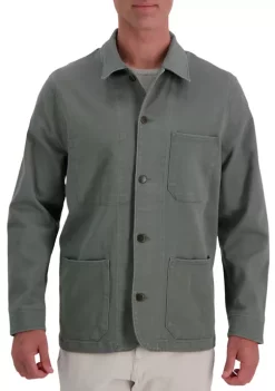 Haggar® Stretch Heavy Twill Solid Button Front Straight Fit Chore Coat -Hot Sale Haggar Store Belk 728