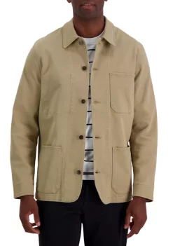 Haggar® Stretch Heavy Twill Solid Button Front Straight Fit Chore Coat -Hot Sale Haggar Store Belk 729