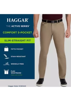 Haggar® The Active Series City Flex Traveler Slim Fit Flat Front 5-Pocket Casual Pants (Dull Shine) -Hot Sale Haggar Store Belk 840
