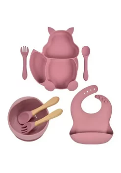 All Abundant Things Home Design Children's Tableware Suction Bowl Utensils Bib Catcher 7pcs Set- Pink -Hot Sale Haggar Store Belk 978