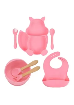 All Abundant Things Home Design Children's Tableware Suction Bowl Utensils Bib Catcher 7pcs Set- Pink -Hot Sale Haggar Store Belk 979
