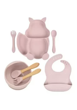 All Abundant Things Home Design Children's Tableware Suction Bowl Utensils Bib Catcher 7pcs Set- Pink -Hot Sale Haggar Store Belk 982