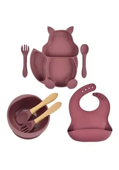 All Abundant Things Home Design Children's Tableware Suction Bowl Utensils Bib Catcher 7pcs Set- Pink -Hot Sale Haggar Store Belk 983